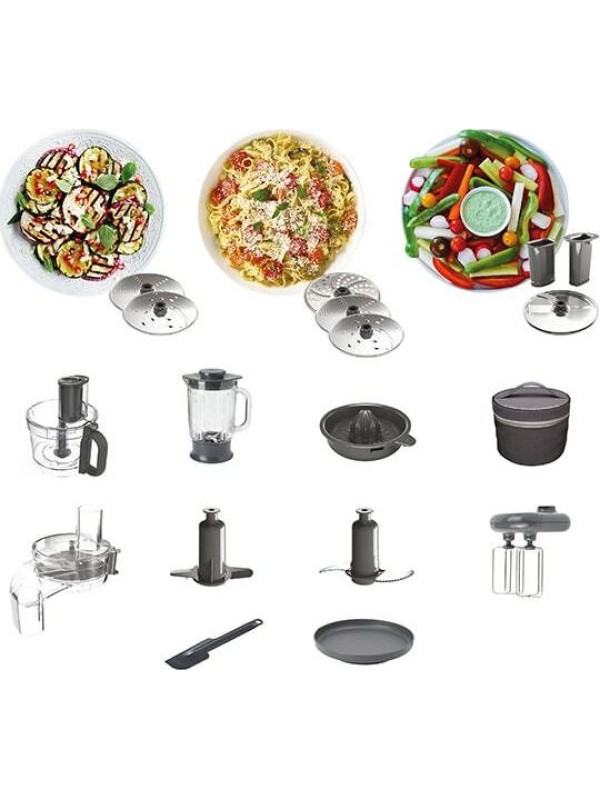 Kenwood Πολυμίξερ FDM 71.960 SS 1000W με Κάδο 3lt και Κανάτα Μπλέντερ Ασημί