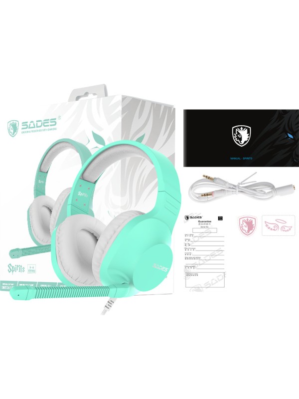 Sades Spirits Over Ear Gaming Headset με σύνδεση 2x3.5mm Cyan Sades Spirits Over Ear Gaming Headset με σύνδεση 2x3.5mm Cyan