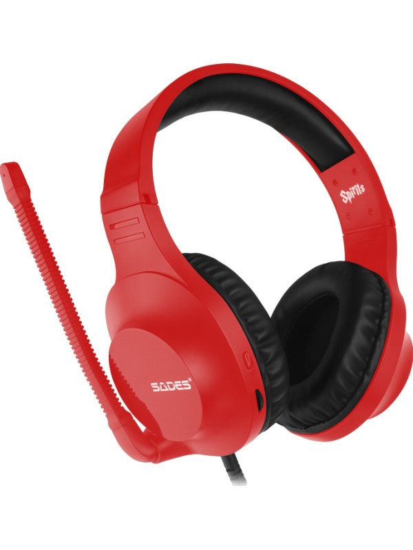 Sades Spirits Over Ear Gaming Headset με σύνδεση 2x3.5mm Κόκκινο Sades Spirits Over Ear Gaming Headset με σύνδεση 2x3.5mm Κόκκινο