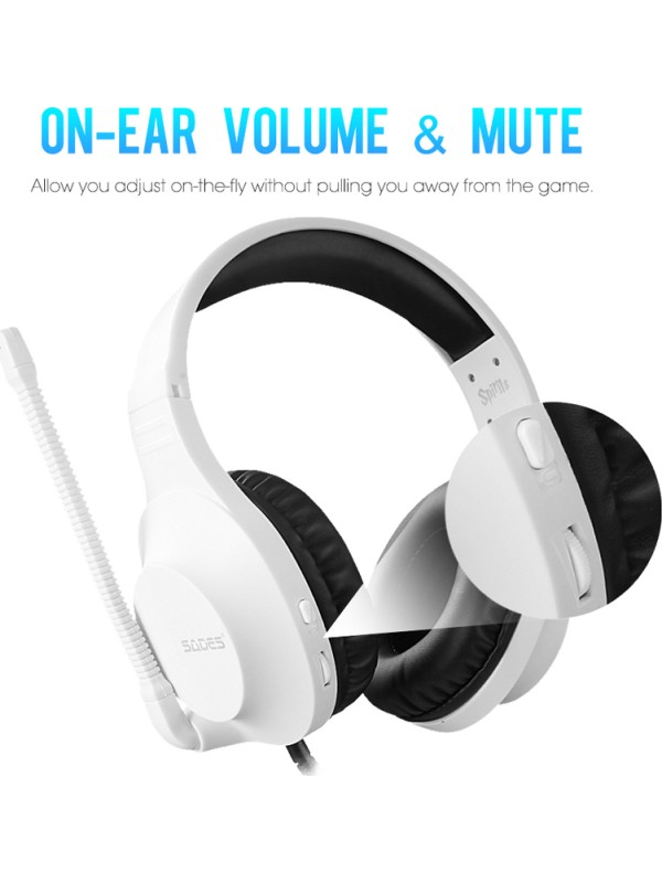 Sades Spirits Over Ear Gaming Headset με σύνδεση 2x3.5mm Λευκό