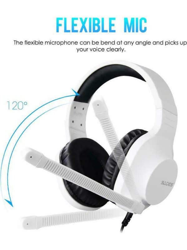 Sades Spirits Over Ear Gaming Headset με σύνδεση 2x3.5mm Λευκό