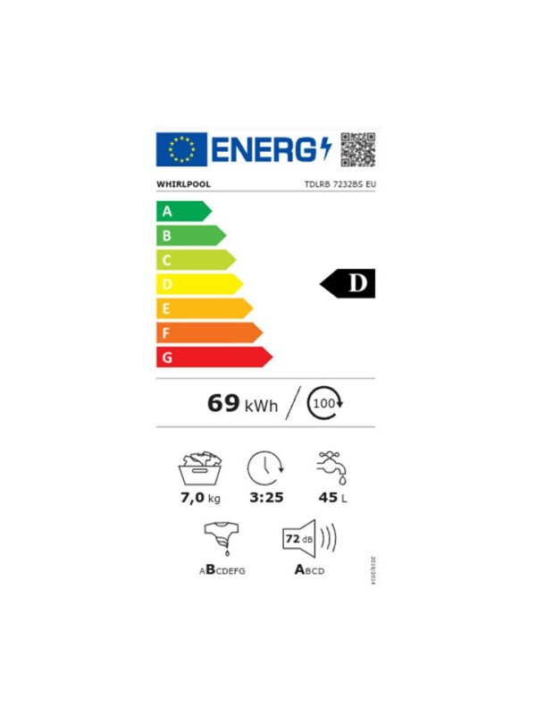 Whirlpool Πλυντήριο Ρούχων Άνω Φόρτωσης 7kg 1151 Στροφών TDLRB 7232BS EU Whirlpool Πλυντήριο Ρούχων Άνω Φόρτωσης 7kg 1151 Στροφών TDLRB 7232BS EU