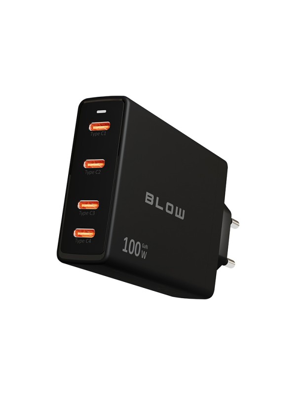 Blow Φορτιστής Χωρίς Καλώδιο GaN με 4 Θύρες USB-C 100W Power Delivery Μαύρος (76-031) Blow Φορτιστής Χωρίς Καλώδιο GaN με 4 Θύρες USB-C 100W Power Delivery Μαύρος (76-031)