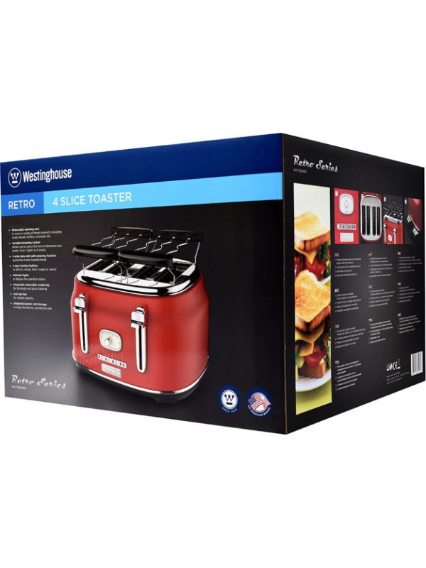 Φρυγανιέρα Westinghouse WKTTB809RD 4 Θέσεων 1750W Κόκκινο Φρυγανιέρα Westinghouse WKTTB809RD 4 Θέσεων 1750W Κόκκινο