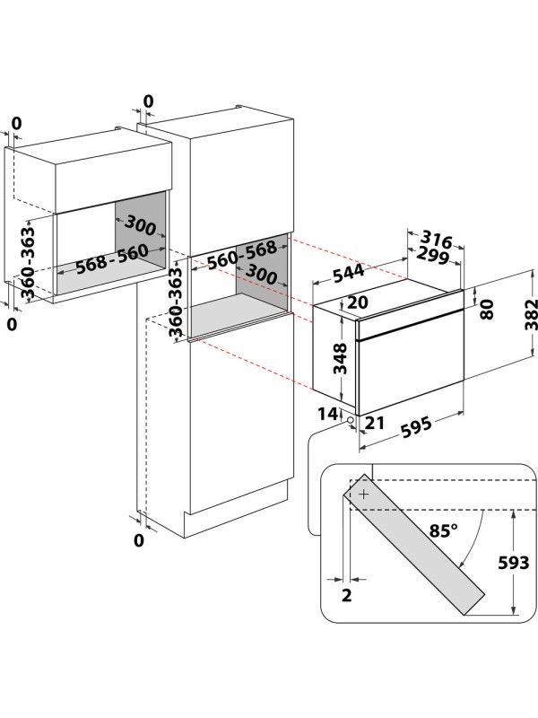 Whirlpool MBNA900XN Εντοιχιζόμενος Φούρνος Μικροκυμάτων 22lt Inox