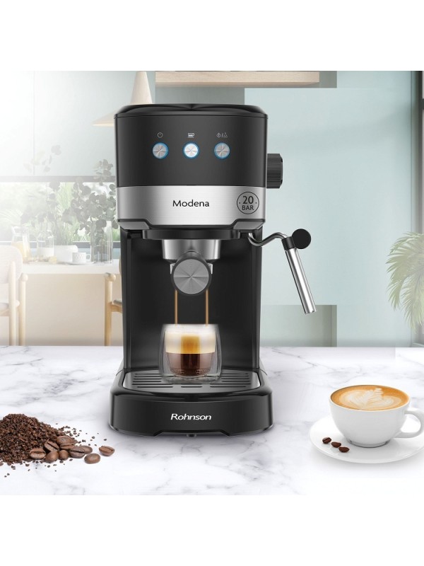 Rohnson R-98012 Modena Μηχανή Espresso 1100W Πίεσης 20bar Μαύρη Rohnson R-98012 Modena Μηχανή Espresso 1100W Πίεσης 20bar Μαύρη