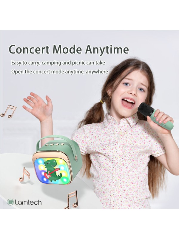 Lamtech Ηχείο Karaoke με Ασύρματο Μικρόφωνο και Εφέ Φωτισμού σε Πράσινο Χρώμα
