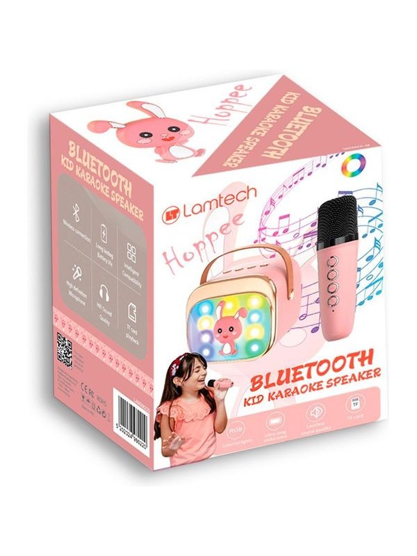 Lamtech Ηχείο Karaoke με Ασύρματο Μικρόφωνο και Εφέ Φωτισμού σε Ροζ Χρώμα