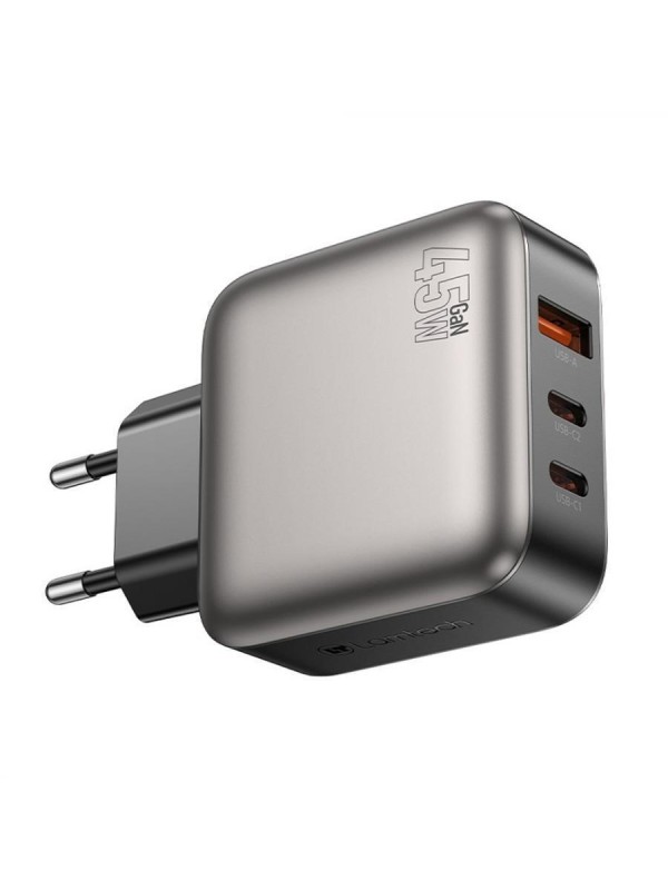 Lamtech Φορτιστής Χωρίς Καλώδιο GaN με Θύρα USB-A και 2 Θύρες USB-C 45W Power Delivery Γκρι (LAM980435) Lamtech Φορτιστής Χωρίς Καλώδιο GaN με Θύρα USB-A και 2 Θύρες USB-C 45W Power Delivery Γκρι (LAM980435)