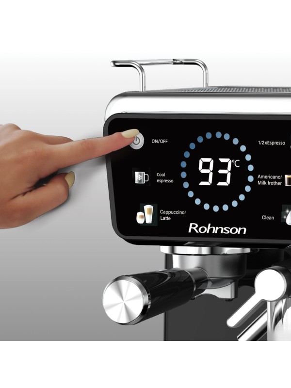 Rohnson Αυτόματη Μηχανή Espresso 1350W Πίεσης 20bar για Cappuccino Μαύρη R-98082 Rohnson Αυτόματη Μηχανή Espresso 1350W Πίεσης 20bar για Cappuccino Μαύρη R-98082