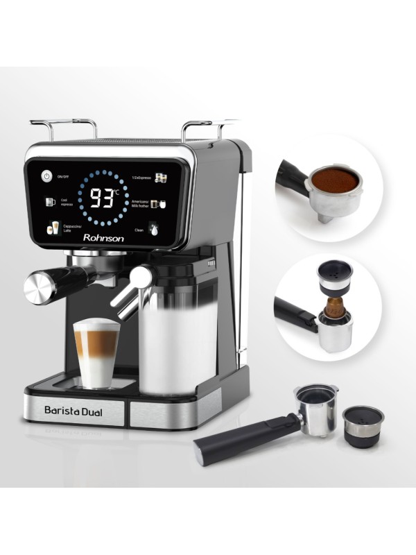 Rohnson Αυτόματη Μηχανή Espresso 1350W Πίεσης 20bar για Cappuccino Μαύρη R-98082 Rohnson Αυτόματη Μηχανή Espresso 1350W Πίεσης 20bar για Cappuccino Μαύρη R-98082