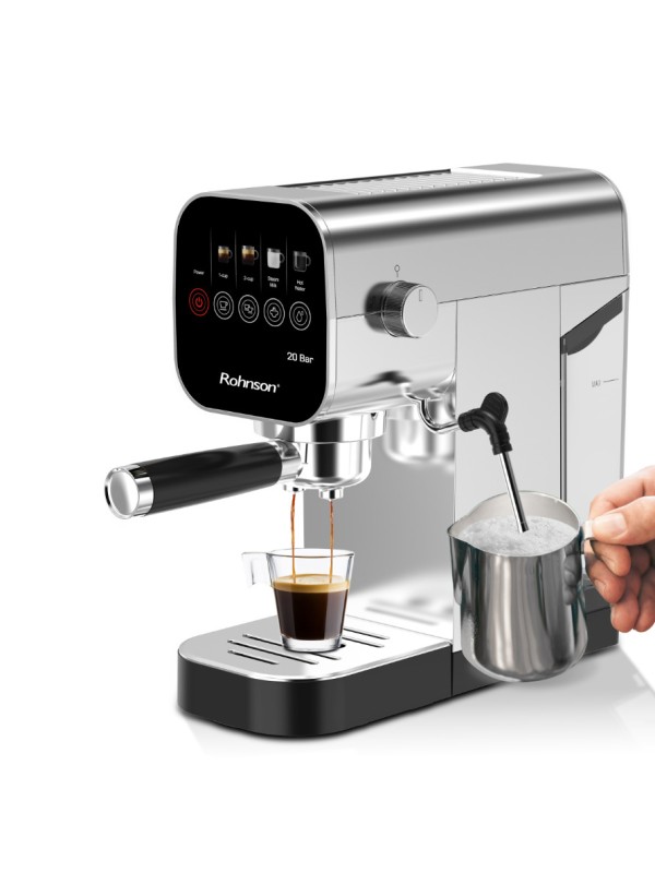 Rohnson Μηχανή Espresso 1360W Πίεσης 20bar Ασημί R-98100