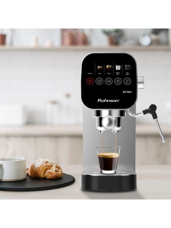 Rohnson Μηχανή Espresso 1360W Πίεσης 20bar Ασημί R-98100