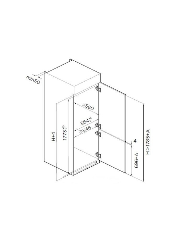 Heinner Εντοιχιζόμενος Ψυγειοκαταψύκτης 271lt Υ178.5xΠ54xΒ55εκ. Λευκός HC-BIM271INVE++