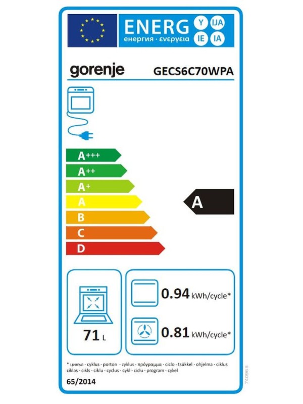 Gorenje Κουζίνα GECS 6 C 70 WPA 71lt με Κεραμικές Εστίες Π60εκ. Λευκή Gorenje Κουζίνα GECS 6 C 70 WPA 71lt με Κεραμικές Εστίες Π60εκ. Λευκή