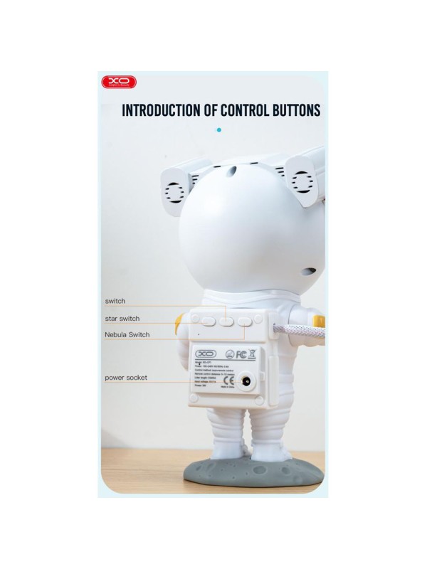 XO Παιδικό Φωτιστικό Projector με Προβολή Αστεριών Λευκό 21x11cm XO Παιδικό Φωτιστικό Projector με Προβολή Αστεριών Λευκό 21x11cm