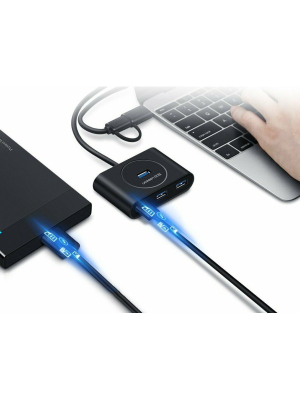 Ugreen CR113 USB 3.0 Hub 4 Θυρών με σύνδεση USB-A και Εξωτερική Παροχή Ρεύματος
