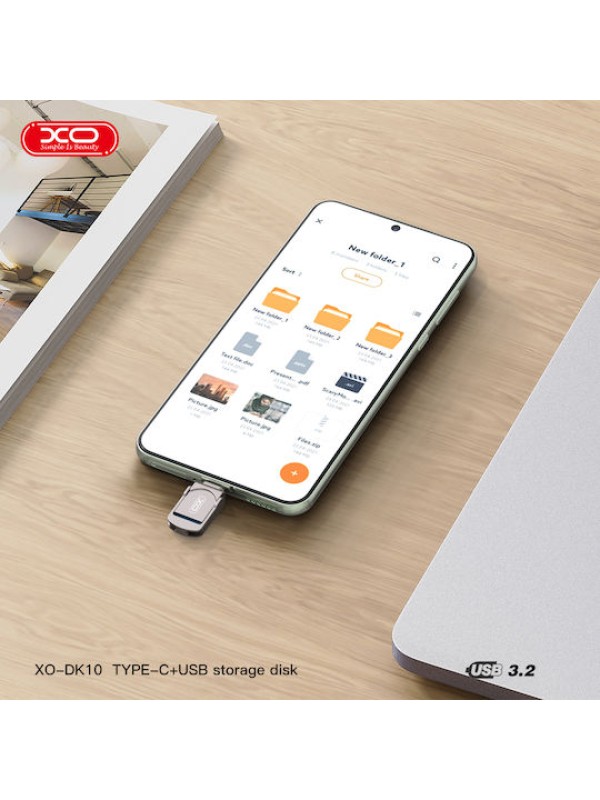 XO DK10 64GB USB 2.0 Stick με σύνδεση USB-C & USB-A
