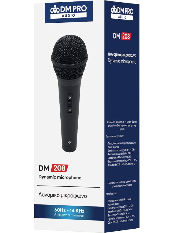 DM Pro DM-208 Δυναμικό Μικρόφωνο 6.35mm Χειρός