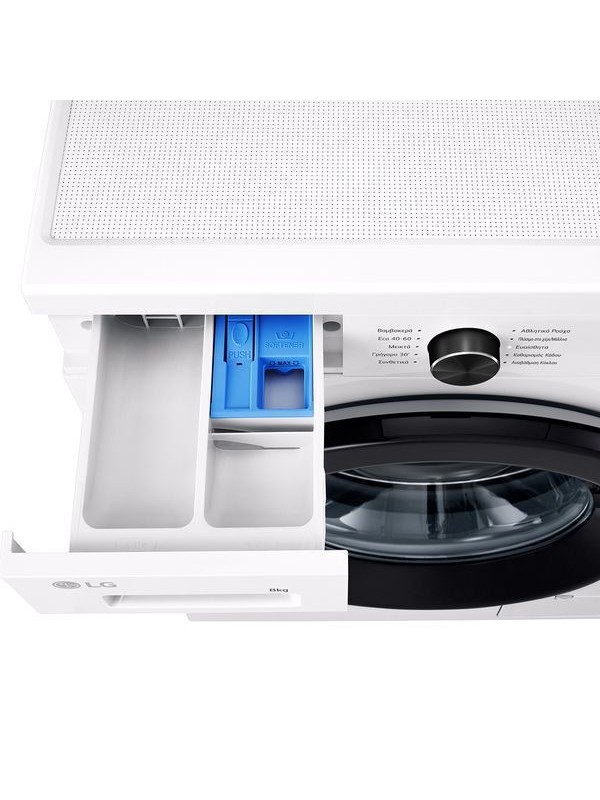 LG Πλυντήριο Ρούχων 8kg με Τεχνολογία Ατμού 1400 Στροφών 6 Motion F4X1008NWK