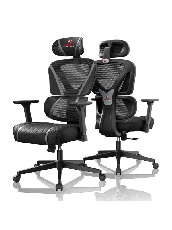 Eureka Ergonomic Norn ERK-GC06-GY Υφασμάτινη Καρέκλα Gaming με Ρυθμιζόμενα Μπράτσα Γκρι
