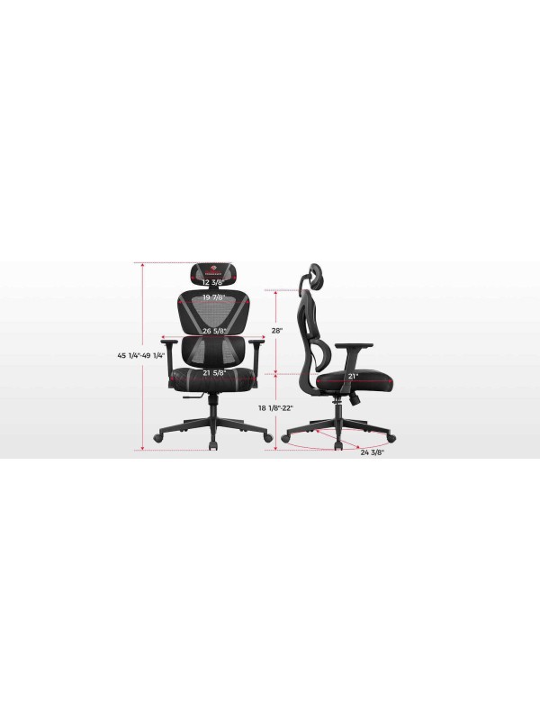 Eureka Ergonomic Norn ERK-GC06-GY Υφασμάτινη Καρέκλα Gaming με Ρυθμιζόμενα Μπράτσα Γκρι