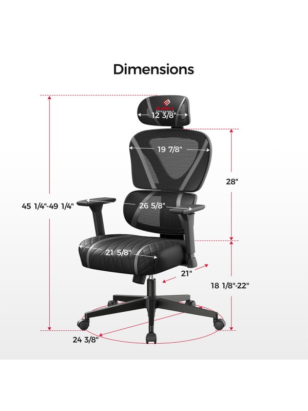 Eureka Ergonomic Norn ERK-GC06-GY Υφασμάτινη Καρέκλα Gaming με Ρυθμιζόμενα Μπράτσα Γκρι