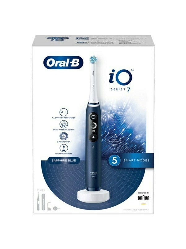 Oral-B IO Series 7 Ηλεκτρική Οδοντόβουρτσα με Χρονομετρητή, Αισθητήρα Πίεσης και Θήκη Ταξιδίου Sapphire Blue Oral-B IO Series 7 Ηλεκτρική Οδοντόβουρτσα με Χρονομετρητή, Αισθητήρα Πίεσης και Θήκη Ταξιδίου Sapphire Blue