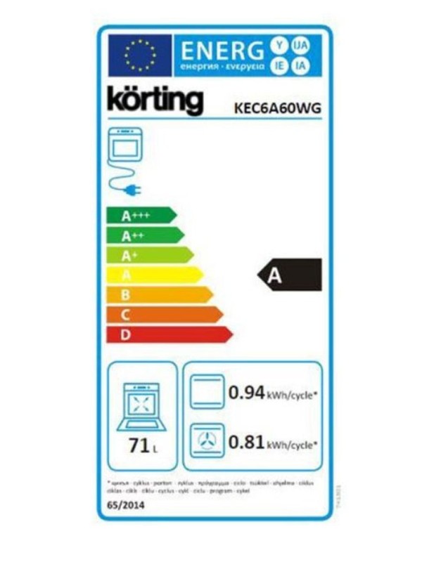 Korting KEC 6 A 60WG Κουζίνα 71lt με Κεραμικές Εστίες Π60εκ. Λευκή