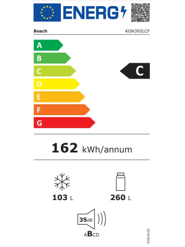 Bosch Ψυγειοκαταψύκτης 363lt Total NoFrost Υ203xΠ60xΒ66.5εκ. Inox KGN392LCF