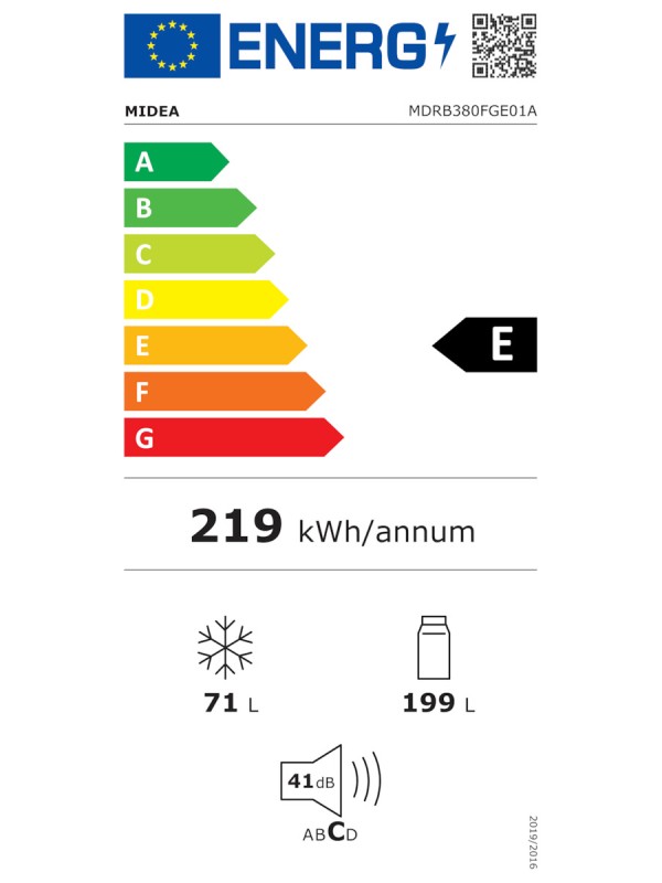 Midea Ψυγειοκαταψύκτης 270lt Total NoFrost Υ180xΠ54.5xΒ62.5εκ. Λευκός MDRB380FGE01A Midea Ψυγειοκαταψύκτης 270lt Total NoFrost Υ180xΠ54.5xΒ62.5εκ. Λευκός MDRB380FGE01A