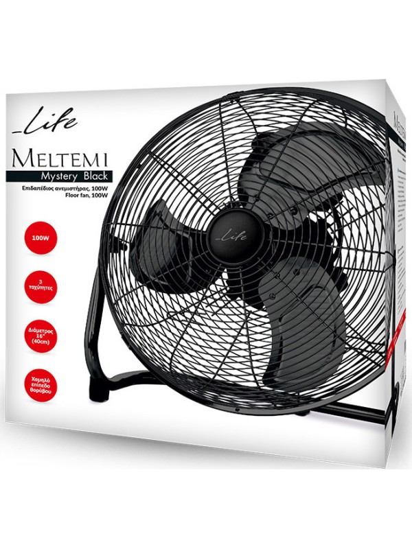 Life Meltemi Ανεμιστήρας Δαπέδου 100W Διαμέτρου 40cm Mystery Black 221-0203