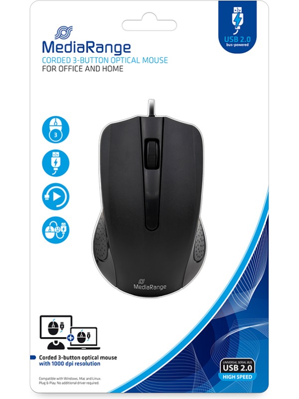 MediaRange MROS210 Ενσύρματο Ποντίκι Μαύρο MediaRange MROS210 Ενσύρματο Ποντίκι Μαύρο
