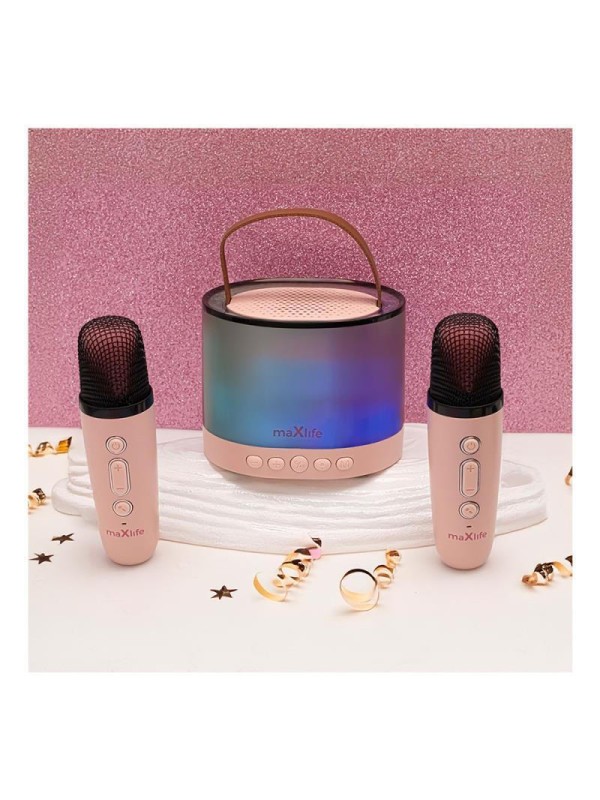 Maxlife Ηχείο Karaoke με Ασύρματα Μικρόφωνα και Εφέ Φωτισμού MXKS-200 σε Λευκό Χρώμα