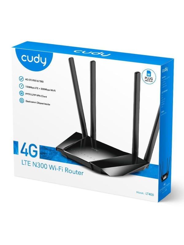 Cudy LT400 Ασύρματο 4G Mobile Router Wi‑Fi 4 με 4 Θύρες Ethernet