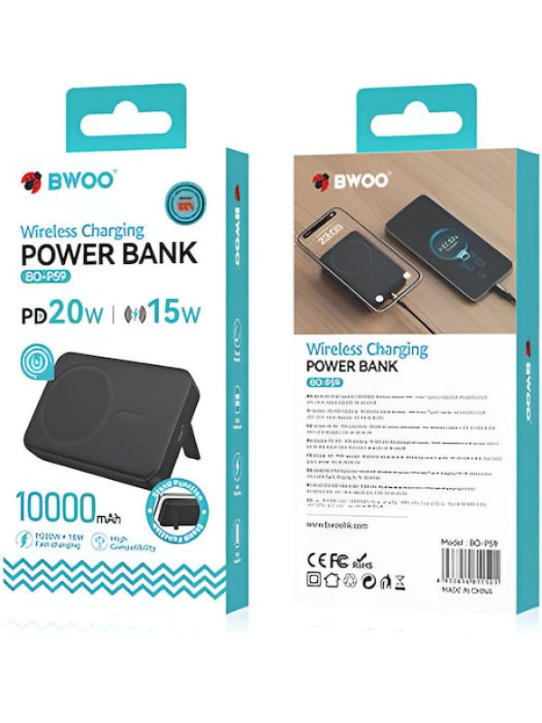 BWOO BO-P59 MagSafe Power Bank 10000mAh με Θύρα USB-C Μαύρο BWOO BO-P59 MagSafe Power Bank 10000mAh με Θύρα USB-C Μαύρο