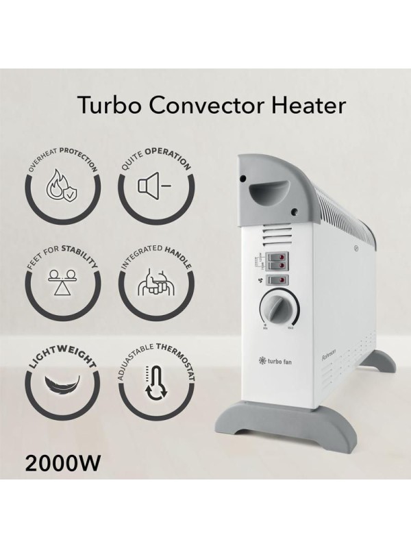 Rohnson Turbo R-084 Θερμοπομπός Δαπέδου 2000W Λευκός