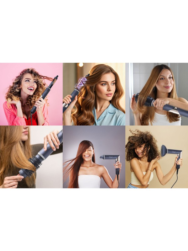 Rohnson AirGlow Κεραμική Ηλεκτρική Βούρτσα με Αέρα & Περιστρεφόμενη Κεφαλή για Ίσιωμα και Μπούκλες 1400W