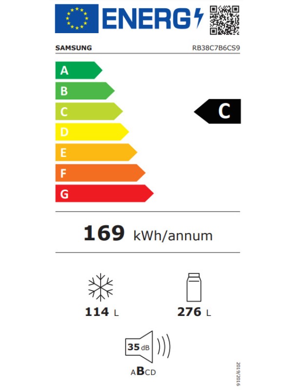 Samsung Ψυγειοκαταψύκτης 390lt NoFrost Υ203xΠ59.5xΒ65.8εκ. Inox RB38C7B6CS9/EF Samsung Ψυγειοκαταψύκτης 390lt NoFrost Υ203xΠ59.5xΒ65.8εκ. Inox RB38C7B6CS9/EF