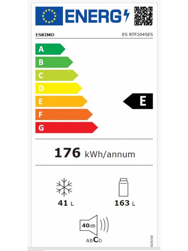 Eskimo ES RTF 204SES Ψυγείο Δίπορτο 204lt Υ143xΠ55xΒ55εκ. SILVER