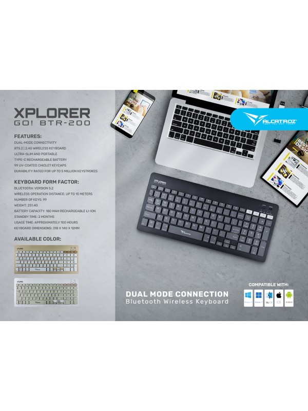 Alcatroz Xplorer GO BTR 200! Ασύρματο Bluetooth Πληκτρολόγιο Αγγλικό US Slate Alcatroz Xplorer GO BTR 200! Ασύρματο Bluetooth Πληκτρολόγιο Αγγλικό US Slate
