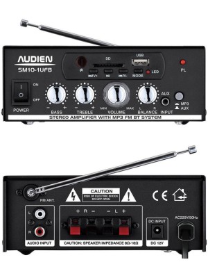  Audien SM10-IUFB Mini Hi-Fi Ενισχυτής Ισχύος 2x 25Wrms, Με Τάση Τροφοδοσίας 12VDC Και 220VAC