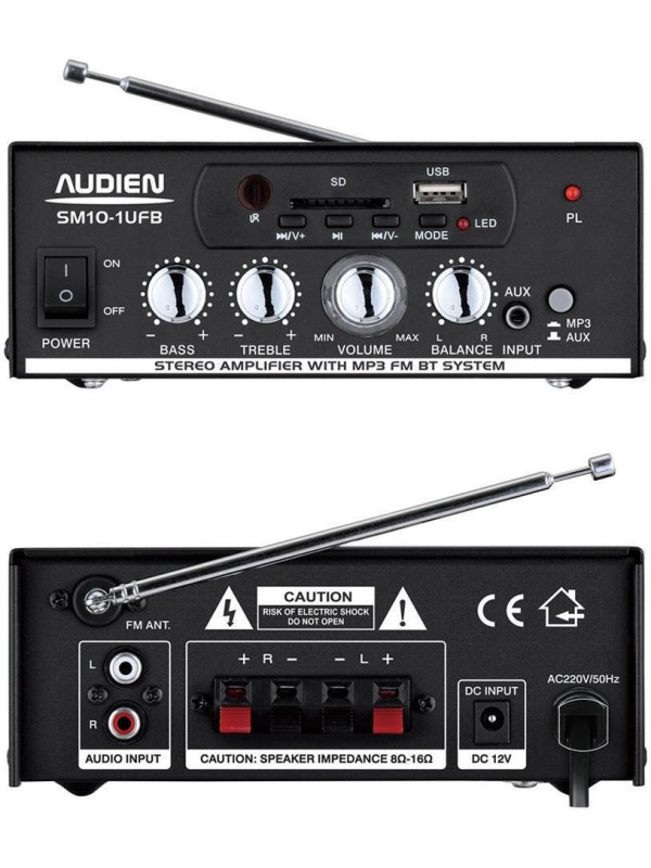 Audien SM10-IUFB Mini Hi-Fi Ενισχυτής Ισχύος 2x 25Wrms, Με Τάση Τροφοδοσίας 12VDC Και 220VAC Audien SM10-IUFB Mini Hi-Fi Ενισχυτής Ισχύος 2x 25Wrms, Με Τάση Τροφοδοσίας 12VDC Και 220VAC