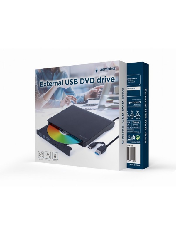 Gembird Εξωτερικός Οδηγός για Laptop DVD-USB-031 Μαύρο