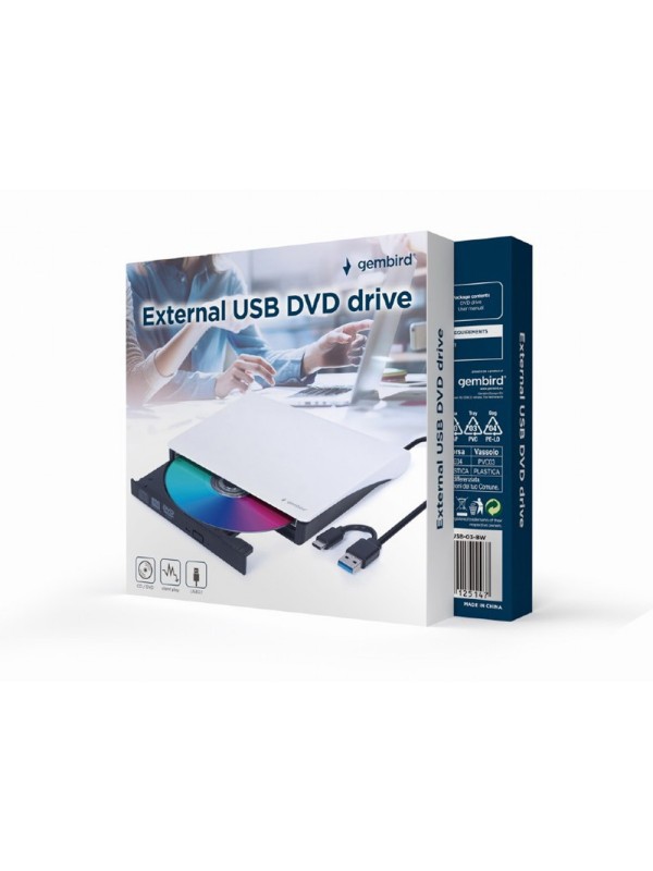 Gembird Εξωτερικός Οδηγός Blu-Ray Εγγραφής για Laptop DVD-USB-031 BW Μαύρο
