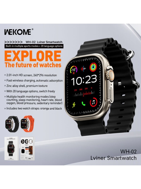 WK WH-02 Titanium Smartwatch με Παλμογράφο (Χρυσό)