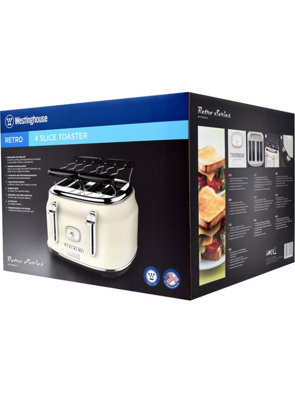 Φρυγανιέρα 4 Θέσεων 1750 W Χρώματος Κρεμ Westinghouse WKTTB809WT Φρυγανιέρα 4 Θέσεων 1750 W Χρώματος Κρεμ Westinghouse WKTTB809WT