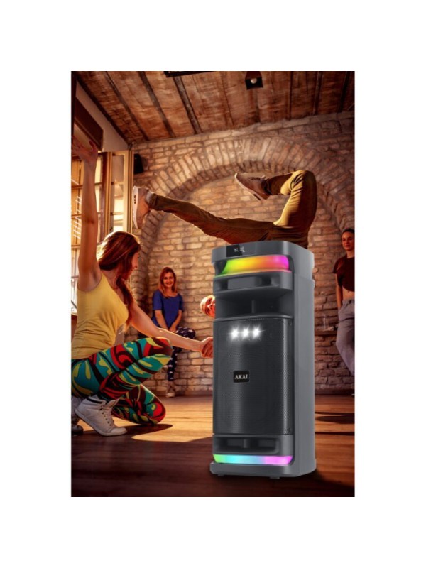 Akai Ηχείο Karaoke με Ασύρματο Μικρόφωνο και Εφέ Φωτισμού X12 σε Μαύρο Χρώμα