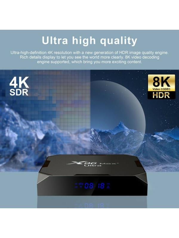 TV Box X96 Max Plus Ultra 4K UHD με WiFi USB 2.0 / USB 3.0 4GB RAM και 32GB Αποθηκευτικό Χώρο με Λειτουργικό Android 11.0 TV Box X96 Max Plus Ultra 4K UHD με WiFi USB 2.0 / USB 3.0 4GB RAM και 32GB Αποθηκευτικό Χώρο με Λειτουργικό Android 11.0