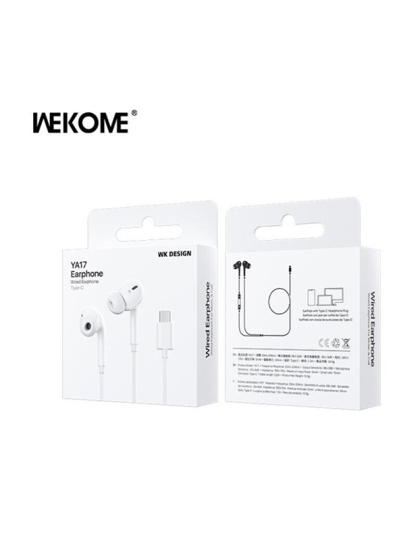 WK YA17 In-ear Handsfree Ακουστικά με Βύσμα USB-C Λευκό WK YA17 In-ear Handsfree Ακουστικά με Βύσμα USB-C Λευκό